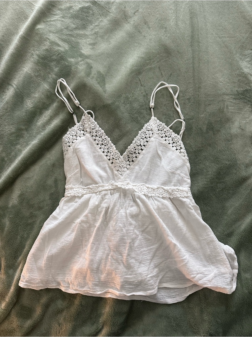 O'Neill White Crochet-Trim Camisole Tank Top